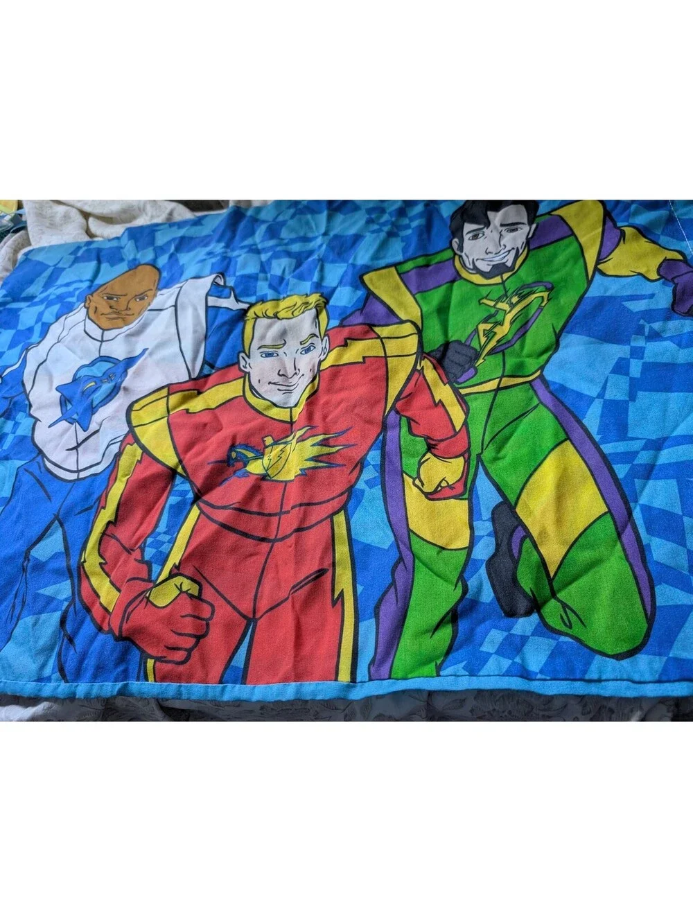 Vintage 2009 NASCAR Racers Kids Blanket with Cartoon Racecar and Characters